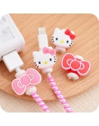 Kawaii Hello kitty kabel USB słuchawki Protector. cartoon pokrywa dla iPhoneSE/5S 6/6 s Android kabel linia danych rękaw ochronn