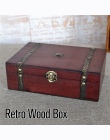 Gorące drewniane w stylu Vintage blokada skarb klatki piersiowej szkatułka na biżuterię pudełko Case organizator pierścień preze