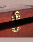 Gorące drewniane w stylu Vintage blokada skarb klatki piersiowej szkatułka na biżuterię pudełko Case organizator pierścień preze
