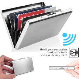 Aluminium Metal Slim Anti-ponowne skanowanie uchwyt na karty kredytowe RFID blokowanie cienki portfel przypadku, wizytówki, bank
