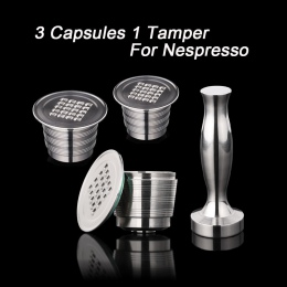 4 sztuk/zestaw Nespresso ze stali nierdzewnej kapsułki kawy do ponownego napełniania ubijak do kawy wielokrotnego użytku kapsułk