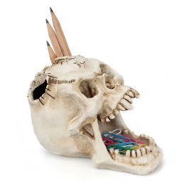 Biuro pulpit pudełko do przechowywania organizator biurowy straszne wzbogaconej czaszki twarz uchwyt na długopis puchar Hallowee