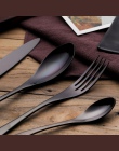 Widelce noże łyżki czarny zestaw sztućców sztućce ze stali nierdzewnej stołowe sztućce zestaw obiad kolacja nóż widelec zachodni