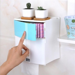 Praktyczna zawieszana na ścianę szafeczka z dystrybutorem na papier toaletowy oraz ręczniki papierowe do kuchni i łazienki