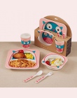 5 sztuk/zestaw Cartoon zwierząt płyta + łuk + widelec + puchar obiadowy dla dzieci, zestaw do karmienia dzieci dla niemowląt z b