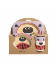 5 sztuk/zestaw Cartoon zwierząt płyta + łuk + widelec + puchar obiadowy dla dzieci, zestaw do karmienia dzieci dla niemowląt z b