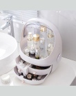 Przezroczyste akrylowe z klapką 3 szuflady toaletka zaokrąglone makijaż Holder pudełko do przechowywania do szminki biżuteria ko