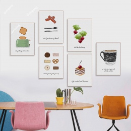 Akwarela żywności ciasto kawa owoce cytaty plakaty reprodukcje Nordic Style kuchnia Cafe obrazy na ścianę wystrój domu obraz na 
