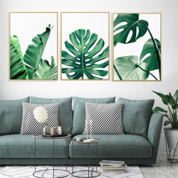 FGHGF nowoczesne wydruki roślina liść sztuki plakaty i reprodukcje zielone obraz ścienny na płótnie Wall Art zdjęcia do salonu b