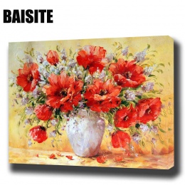 BAISITE DIY oprawione obraz olejny numerów kwiaty zdjęcia na płótnie malarstwo ścienne do salonu ozdoby do dekoracji wnętrz E782