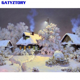 GATYZTORY śnieg krajobraz obraz DIY według numerów cyfrowy kaligrafia obraz olejny ręcznie malowane ściany obraz do wystroju dom