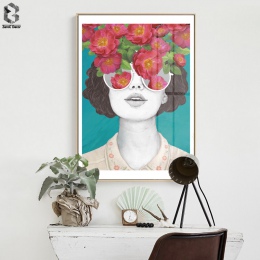 ZeroC Nordic plakaty i reprodukcje kwiat dziewczyna portret obraz ścienny na płótnie zdjęcia do salonu skandynawski wystrój domu