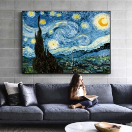 Impresjonistów Van Gogh gwiaździsta noc obrazy olejne druk na płótnie gwiaździsta noc dekoracyjne obrazy do salonu Cuadros Decor