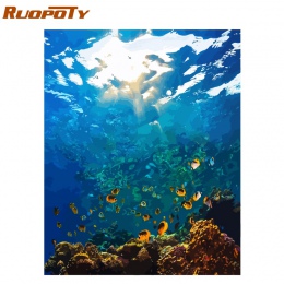 RUOPOTY ramka Sea World DIY obraz olejny numery zestawów akrylowe farby na płótnie wyjątkowy prezent dla Home Decor 40x50 cm gra