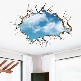 Vivid kreatywny 3D okno otwór krajobraz błękitne niebo białe chmury strona główna naklejka naklejki ścienne do domu salon na dac