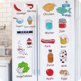 Cartoon kuchnia lodówka naklejki na drzwi naklejki dekoracyjne naklejki jedzenie owoce wymienny naklejki ścienne naklejki na ści