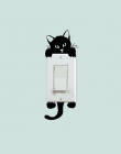 Śmieszne czarne śpiący kot pies przełącznik naklejki ścienne wystrój domu salon sypialnia salon dekoracji etykiety winylowe Diy 