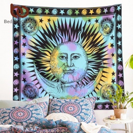 BeddingOutlet kolorowe gobelin psychodeliczny niebiański indyjski słońce gobelin ściany wiszące rzut czeski zasłona do drzwi 145