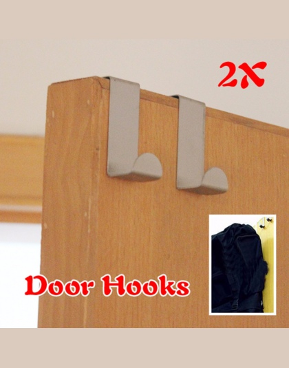 Wygody proste 2 sztuk wieszak na drzwi z powrotem ze stali nierdzewnej wiszące płaszcz tkaniny silne praktyczny haczyk obiekty n
