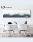 Nordic Decor Mglisty Las Krajobraz Wall Art Plakat Canvas Reprodukcja Las Malarstwo Ścienne Obraz do Salonu