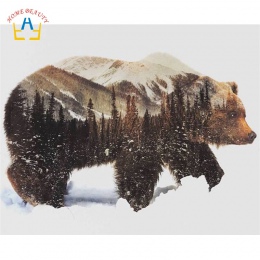 Obraz olejny numerów ręcznie malowane na płótnie malarstwo ścienne ozdoby do dekoracji wnętrz zdjęcia zwierząt niedźwiedź 40X50 