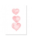 Akwarela różowe serce Wall Art obraz na płótnie spersonalizowane nazwa niestandardowy plakat przedszkola malarstwo obraz dla dzi