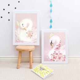 Księżniczka łabędzi plakaty obraz na płótnie dla dzieci dziewczyny pokoju, obrazy przedszkole dekoracyjne różowy obraz dzieci dz