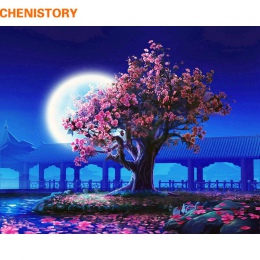CHENISTORY 40x50 cm obraz DIY według numerów romantyczny księżyc nowoczesna ściana obraz ręcznie malowane obraz olejny malarstwo