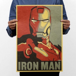 Iron Man w stylu Vintage plakat plakaty z papieru Kraft rysunek klasyczny plakat Bar obrazy do dekoracji mieszkania naklejki ści