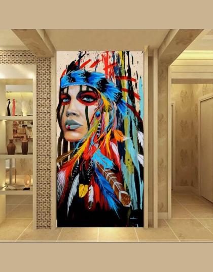 Nowoczesne Native American Indian Girl ptaków obraz na płótnie do salonu Wall Art drukuje Home Decor darmowa wysyłka Unframed