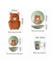 1 pc zwierząt Zoo obiad płyta królik miska kubek naczynia stołowe ceramiczne porcelanowe dla dzieci sztućce dla dzieci niedźwied