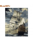 RUOPOTY ramka żeglarstwo łódź krajobraz obraz DIY według numerów ręcznie malowane w stylu Vintage obraz olejny ściany domu obraz