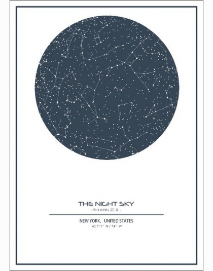 Niestandardowe nocne niebo mapa drukuj spersonalizowane mapie gwiazda płótnie plakat artystyczny malarstwo ścienne ozdoby do dek