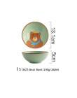 1 pc zwierząt Zoo obiad płyta królik miska kubek naczynia stołowe ceramiczne porcelanowe dla dzieci sztućce dla dzieci niedźwied