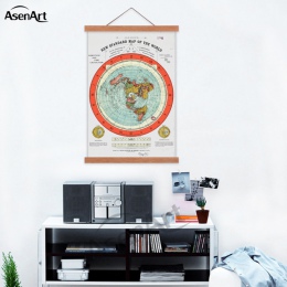 Płaskiej ziemi mapie Gleason jest nowy Standard mapa świata pojedynczy obraz na płótnie plakat z drewnianą ramą przewiń malowani