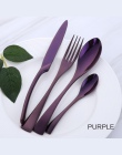 4 sztuk fioletowy zestaw sztućców ze stali nierdzewnej niebieski obiadowy zestaw noży widelec stół widelec czarny zestaw stołowy