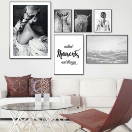 Nordic obraz na płótnie czarny biały rysunek pani Wall Art plakat na płótnie nowoczesny minimalizm salon sypialnia wystrój domu 