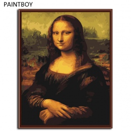 Mona Lisa oprawione obraz malarstwo Numbers Wall Art DIY cyfrowy obraz olejny na płótnie Home Decor dla pokoju gościnnego G241