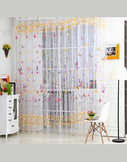 Najlepsza sprzedaż motyl okienne zasłony do salonu sypialnia haftowane woal zasłony motyl zasłony kuchenne Tulle
