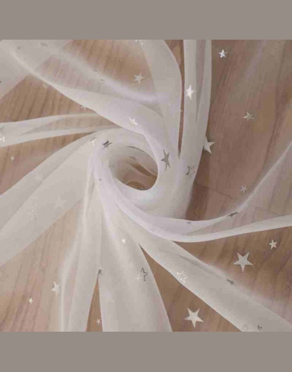 Natura biały tiul Sliver gwiazda tłoczenia na gorąco Terylene Sheer tanie tiulu leczenia okna Panel do sypialni gaza WP234C