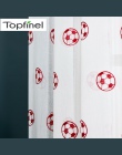 Nowy wzór piłki nożnej okno Tulle haftowane prześwitujące firanki zasłony do drzwi kuchennych dekoracyjne przędzy kurtyny czarny