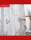 ENHAO kwiatowy nowoczesny Sheer Tulle zasłony do salonu sypialnia kuchnia prześwitujące firanki z woalu dla tiulowe zasłony do o