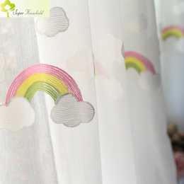 Cartoon Rainbow chmury haftowanego tiulu dzieci zasłony dla dzieci sypialnia zabiegi okienne kuchnia zasłony do salonu