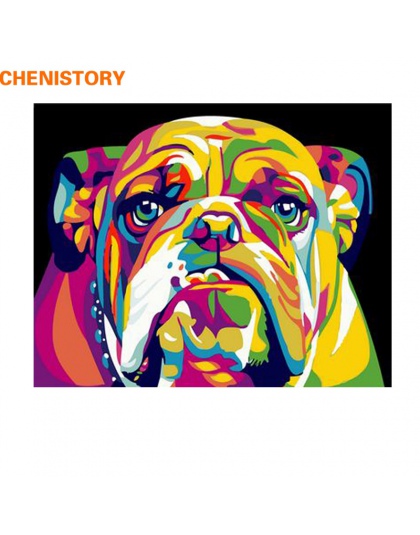 CHENISTORY pies obraz DIY według numerów zwierzęta malarstwo kaligrafia farba akrylowa według numerów do dekoracji domu 40x50 cm