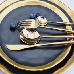 304 sztućce ze stali nierdzewnej zestaw stołowy obiad widelce noże miarka zestaw sztućce zestaw złoty jedzenie kuchnia luksusowe
