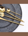 304 sztućce ze stali nierdzewnej zestaw stołowy obiad widelce noże miarka zestaw sztućce zestaw złoty jedzenie kuchnia luksusowe