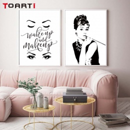 Klasyczne Audrey Hepburn portret makijaż nowoczesne plakaty i reprodukcje na płótnie malarstwo ścienne sztuki obraz modułowy na 