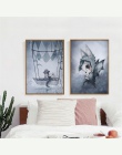 Salon Home Decor Plakat Nordic Płótnie Malarstwo Dziewczyna Bedoom Ściany Obraz Deer Królik Kąt Skrzydło Zwierząt Streszczenie S