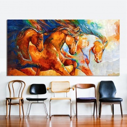HDARTISAN płótno Wall Art trzy konie do biegania malarstwo zwierząt zdjęcia do salonu wystrój domu bez ramki