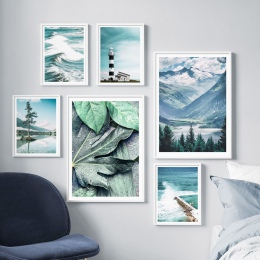 Morze liść góra drzewa krajobraz obraz ścienny na płótnie Nordic plakaty i reprodukcje Decoration zdjęcia ścienny do salonu wyst